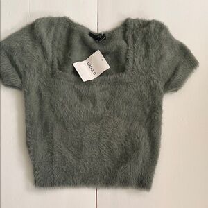 Forever 21 Sage Fuzzy Knit Top